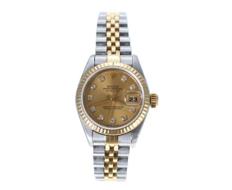 Rolex Oyster Perpetual Datejust gold and stainless steel lady's wristwatch, reference no. 69173, serial no. Uxx8x32, circa 19