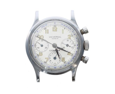 Interesting Universal, Genéve Compax chronograph stainless steel gentleman's wristwatch, reference no. 22278, serial no. 1161