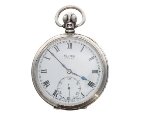 Vertex Revue silver lever pocket watch, Birmingham 1928, signed cal. 31 15 jewel movement with gilt compensated balance, regu