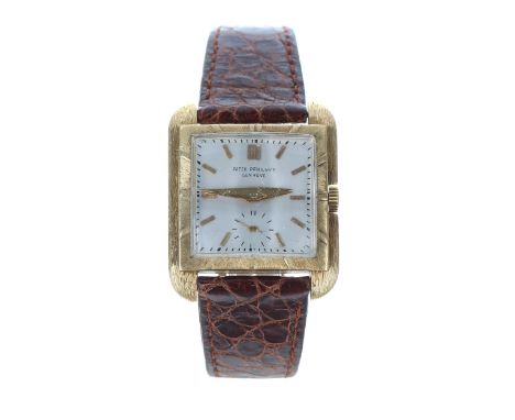 Rare Patek Philippe, Genéve 18ct square cased gentleman's wristwatch, reference no. 2486, case no. 684644, movement, no. 747x