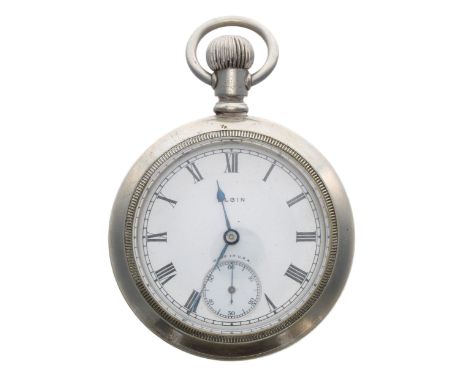 Elgin National Watch Company silveroid lever pocket watch, circa 1920, signed 7 jewel movement with compensated balance and s