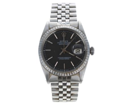 Rolex Oyster Perpetual Datejust stainless steel gentleman's wristwatch, reference no. 16030, serial no. 1387xxx, circa 1965, 