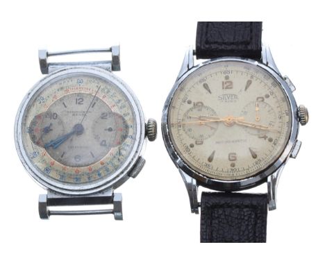 Regis and Silver chronograph vintage wristwatches for repair, 38mm and 37mm (2) 