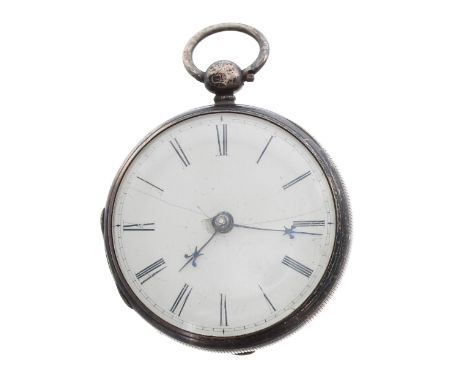 Victorian silver verge pocket watch, Birmingham 1853, the fusee movement signed Thos Barrow, Stockport, no. 296, with pierced