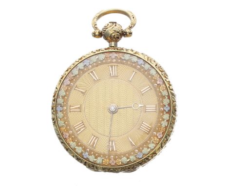 Attractive William IV 18ct fusee lever pocket watch, Chester 1832, gilt frosted three quarter plate movement with gilt three 