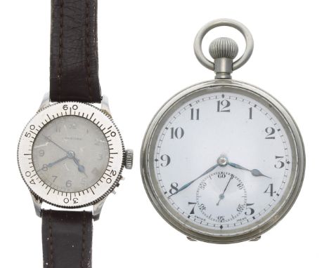 Rare Longines 'Weems' British Military RAF Aviators wristwatch, circa 1940, movement no. 5902xxx, 60 minute rotating bezel, s