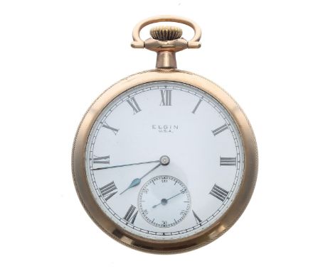 Elgin National Watch Co. gold plated lever pocket watch, circa 1919, signed gilt frosted 7 jewel movement, no. 22193xxx, with