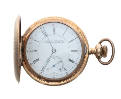 Illinois Watch Co 14k gold plated lever set hunter pocket watch, circa 1902, signed 15 jewel movement, no. 1582xxx, with comp
