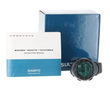 Suunto Mariner digital sailing wristwatch, black rubber strap, quartz, 52mm; with original box and instruction manual-Appears