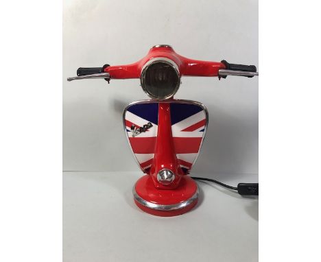 Vespa table lamp in the shape of a scooter front approximately 34cm high
