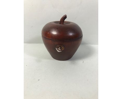 Wooden apple shaped tea caddy approximately 12cm high 