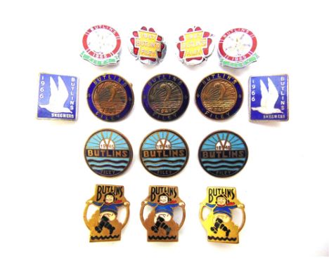 ASSORTED BUTLINS BADGES  comprising those for Skegness, undated [1938], by Fattorini (x3); Skegness, 1966, by Gaunt (x2); Fil