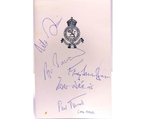 AUTOGRAPHS - ASSORTED  comprising an East India Club menu card, undated, signed by Sir Roger Bannister; Sir Tasker Watkins, V