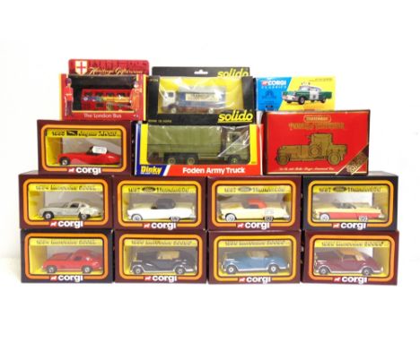 ASSORTED DIECAST MODEL VEHICLES comprising a Dinky No.668, Foden Army Truck; nine Corgi 'Cars of the '50s'; and four others, 
