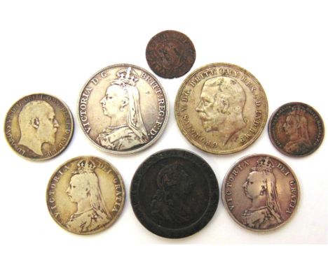 COINS - ASSORTED BRITISH comprising a Victoria (1837-1901) crown, 1889; George V (1910-1936) crown, 1935; George III (1760-18