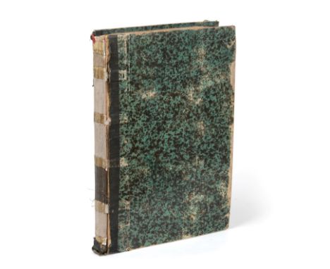 French Fabric Sample Book, early 19th century,  Including early printed cottons of floral and other designs in brown, red, bl