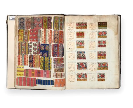 French Fabric Book, early 19th century Titled to the first page Samples of Mr G Bertrand Lyon 21 May 1819, with handwritten i