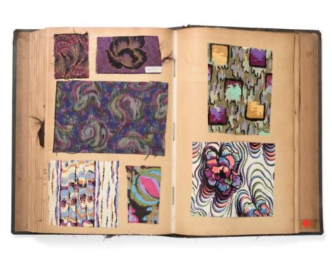 French Fabric Sample Book, 19th century Enclosing printed samples on fine cottons in primarily naturalistic designs with stri