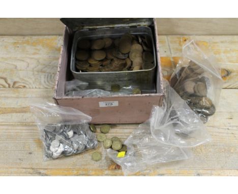 A TIN OF ASSORTED VINTAGE COINAGE