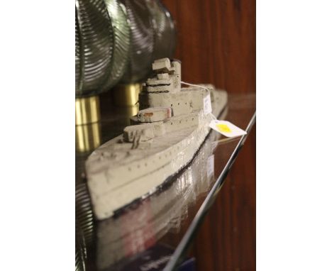 A VINTAGE SCRATCH-BUILT BATTLESHIP