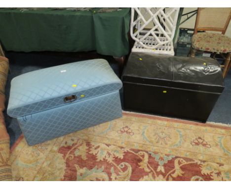 A VINTAGE DOMED TRUNK PLUS A BLANKET BOX (2)