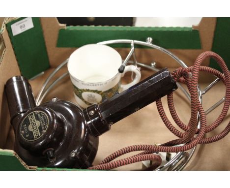 A VINTAGE BAKELITE HAIR DRYER ETC.