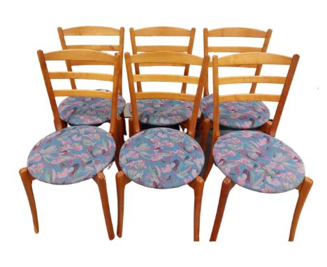 A set of six Scandinavian ladder backed chairs.