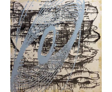 HARRY HADDOCK 'Orbit', enamel on board, 107cm x 107cm.