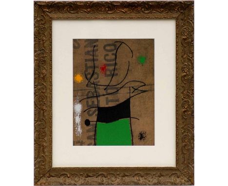 JOAN MIRO 'Sebastian', Pochoir, 1967, edition: 1200, Atelier: Jacomet, 30cm x 24cm, framed and glazed.