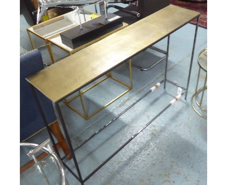 CONSOLE TABLE, 1950s French style, bronzed finish, 119cm x 25cm x 90cm.