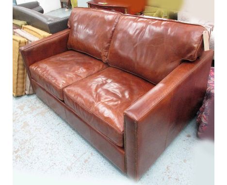 SOFA, leather with studded detail, 175cm W x 100cm D x 91cm H.