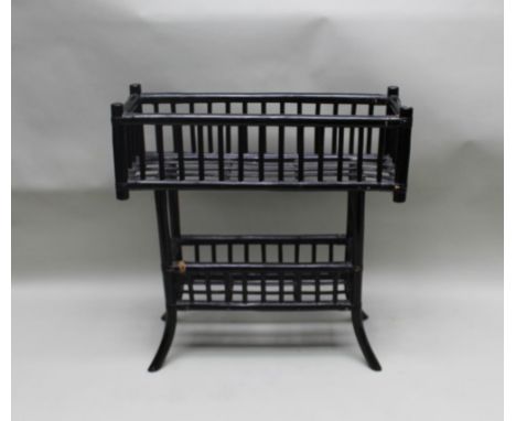 A black painted bamboo two tier rectangular freestanding planter, 78cm x 76cm 