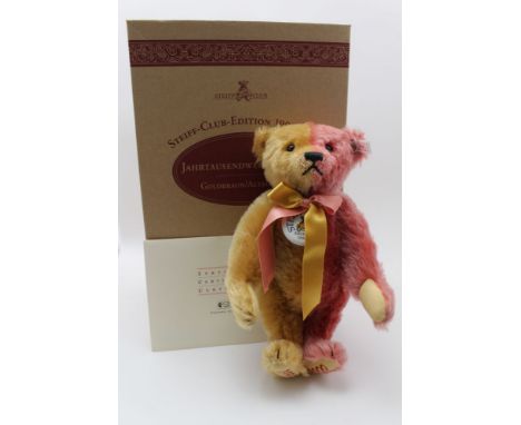 A boxed Steiff Club Edition, 1999/2000, Jahrtausendwechsel-Bar (Millennium bear) Teddy bear Golden brown / dusky pink 32, wit