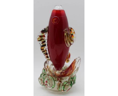 A Murano Art glass fish form vase, considered to have been made for the Seguso Glass works, 26cm high 