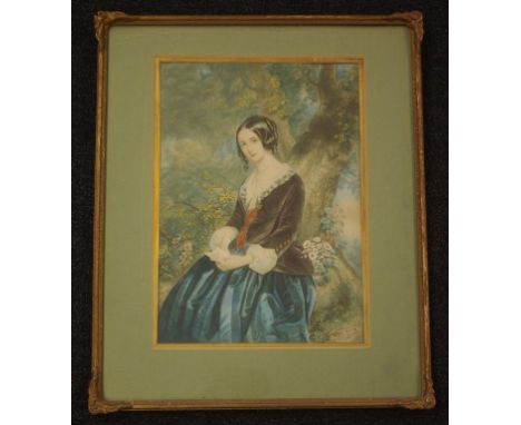 George Baxter (1804-1867) print "The Day Before Marriage", after a painting by Marie Françoise Catherine Doetger Corbaux (181