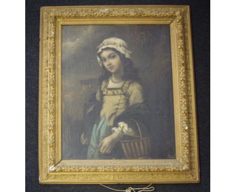 Mid 19th century portrait of a young lady oil on canvas, signed lower right, 68cm x 55cm, restoration required