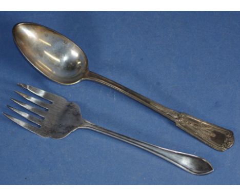 Sterling silver serving fork hallmarked Sheffield 1933, 24cm long, 100g approx. together with a Christophle silver plated ser