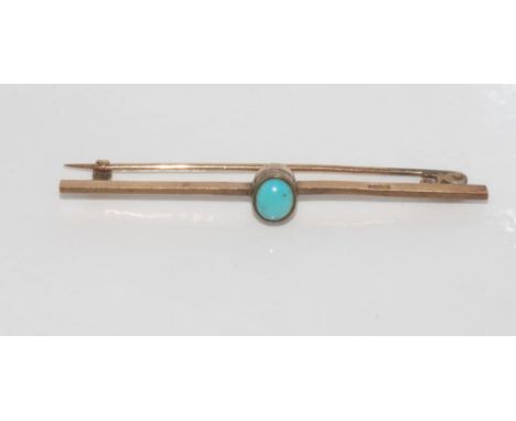 Vintage 9ct rose gold and turquoise brooch weight: approx 2.34 grams