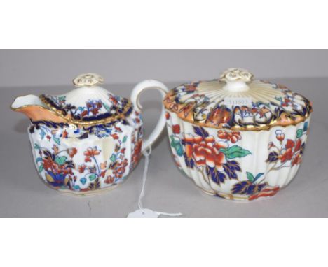 Two piece set Copeland Spode creamer & sugarbowl floral decorated, both lidded, stamped to bases and # 2483. (Jug as inspecte