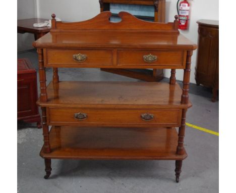 Vintage oak dumb waiter with drawers, 107cm wide, 50cm deep, 120cm high approx