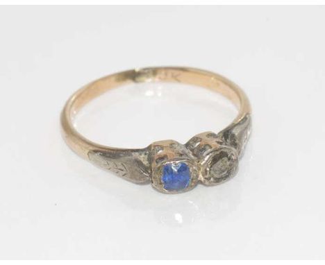 Vintage 9ct gold, gemset ring (A/f) weight: approx 1.65 grams, size: approx L/5-6 (one stone missing), (unmarked but tested a