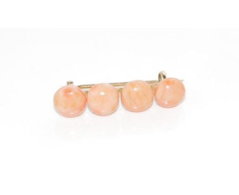 Vintage 9ct rose gold and coral brooch weight: approx 2.53 grams, size: approx 3cm length