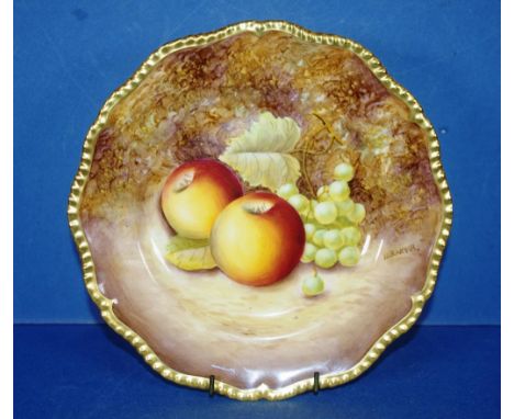 Royal Worcester cabinet plate with gilt rim & handpainted fruit decoration, signed, 20cm diameter approx.