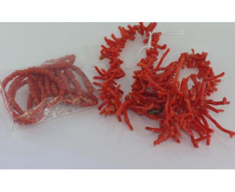 Two vintage strand of coral one in need of new clasp
