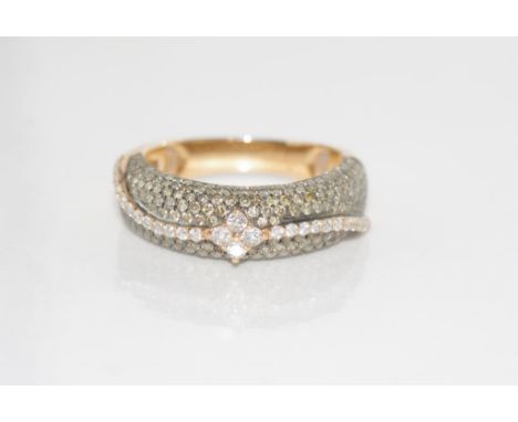 18ct rose gold and diamond ring marked FJ H. Emperor 18K 750, D (diamond)  1.217ct, weight: approx 4.55 grams, size: N-O/7
