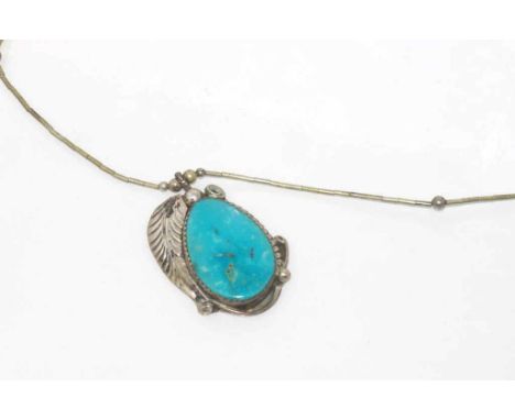 Vintage silver and turquoise pendant on chain