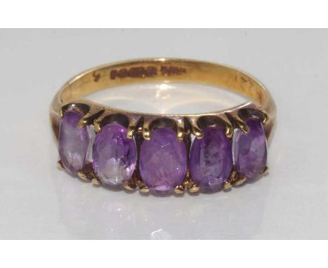 Hallmarked 9ct gold and amethyst ring weight: approx 2.35 grams, size: N/6-7