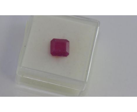 Unset square facetted ruby (approx 3.2ct)