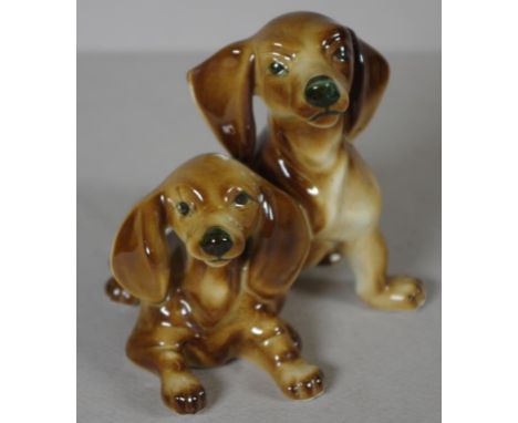 Zsolnay porcelain dog figural group height 9cm approx
