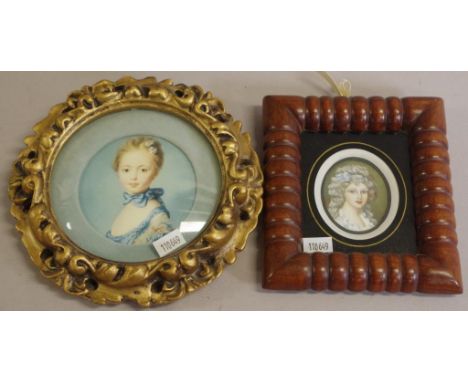 Two framed portrait miniatures